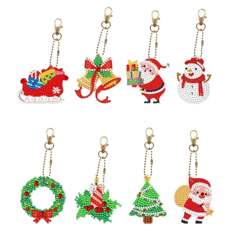 

New DIY Diamond Painting Keychain Set Christmas Tree Ornaments Backpack Pendant Children Gift Diamond Embroidery