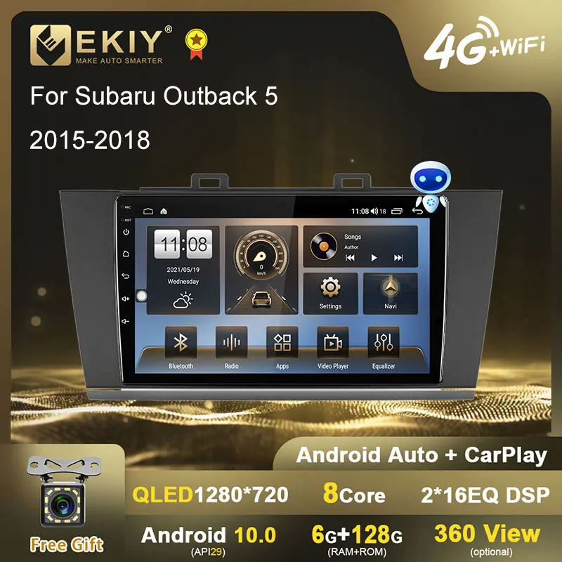 EKIY Android 10 Автомагнитола для Subaru Outback 5 Legacy 2015-2018 GPS Navi QLED IPS Carplay мультимедийный плеер