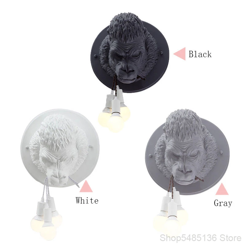 Nordic Creative Resin Gorilla Wall Lights for Home Modern Simple Living Room Bedroom Wall Lamp Study Aisle Coffee Light Fixture images - 6