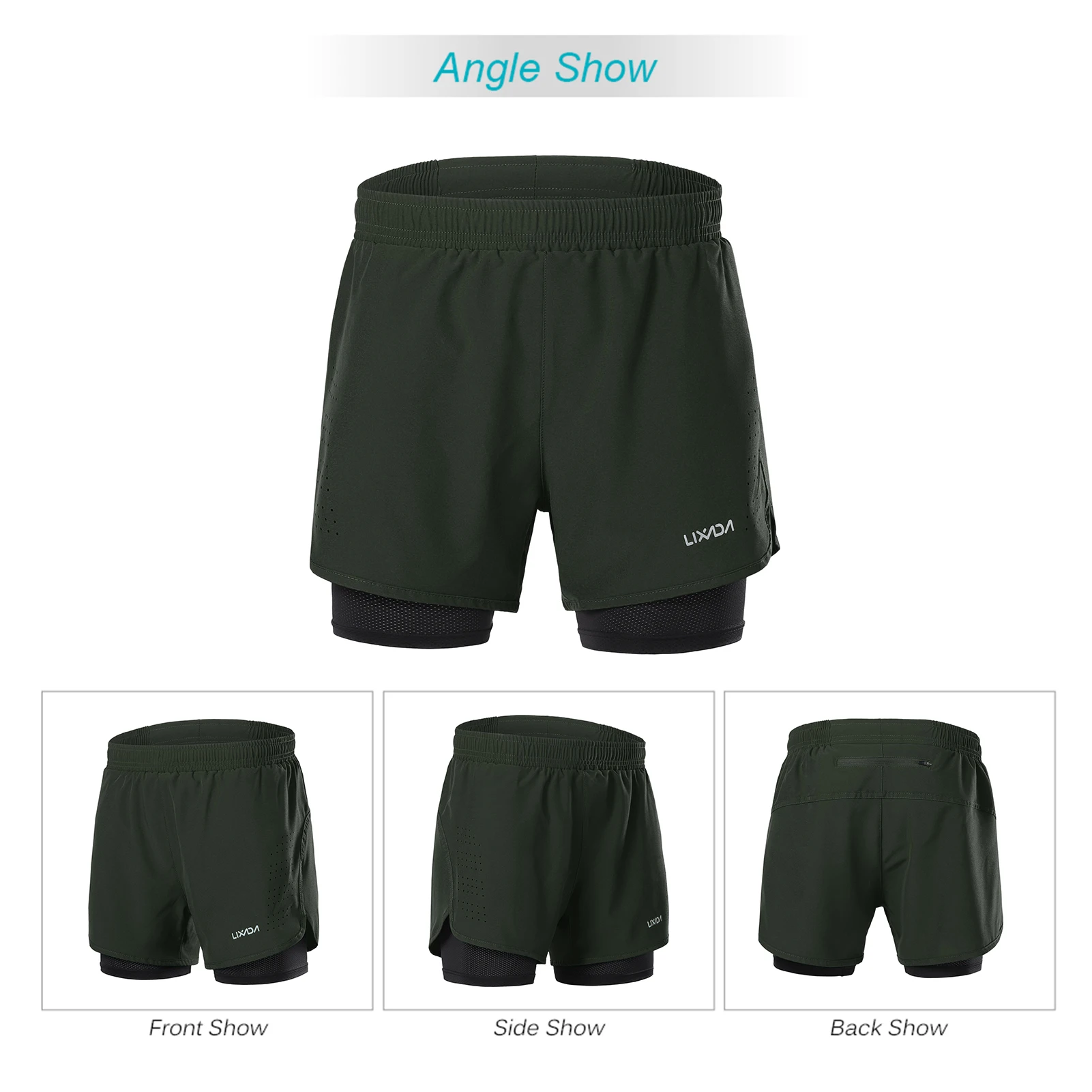 

Lixada 2 pcs Summer Shorts Men 2021 Gym Mens Sport Running Shorts Quick Dry Exercise Jogging Cycling Shorts with Longer Liner