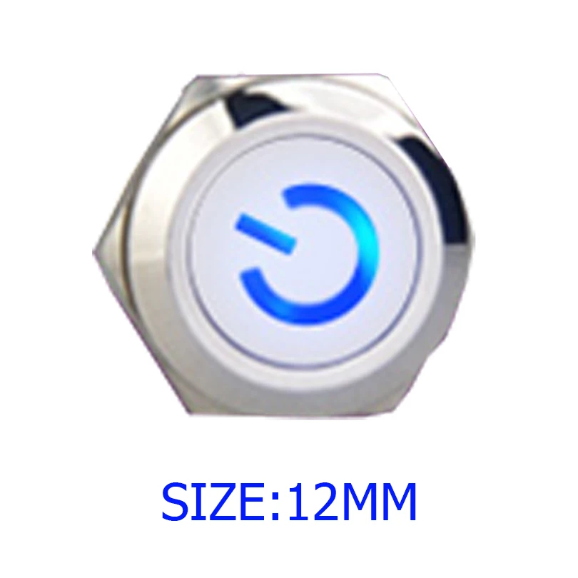 

12 мм самоблокирующийся водонепроницаемый металлический кнопочный переключатель фиксирующийся светодиодный светильник 3 в 5 в 6 в 12 В 24 в 36 в 48 В 220 В красный синий зеленый желтый