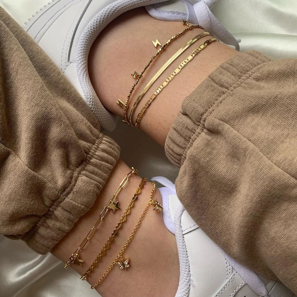 UWORLD милые стразы Бабочка ножной браслет для женщин циркон цепочка с бусинами