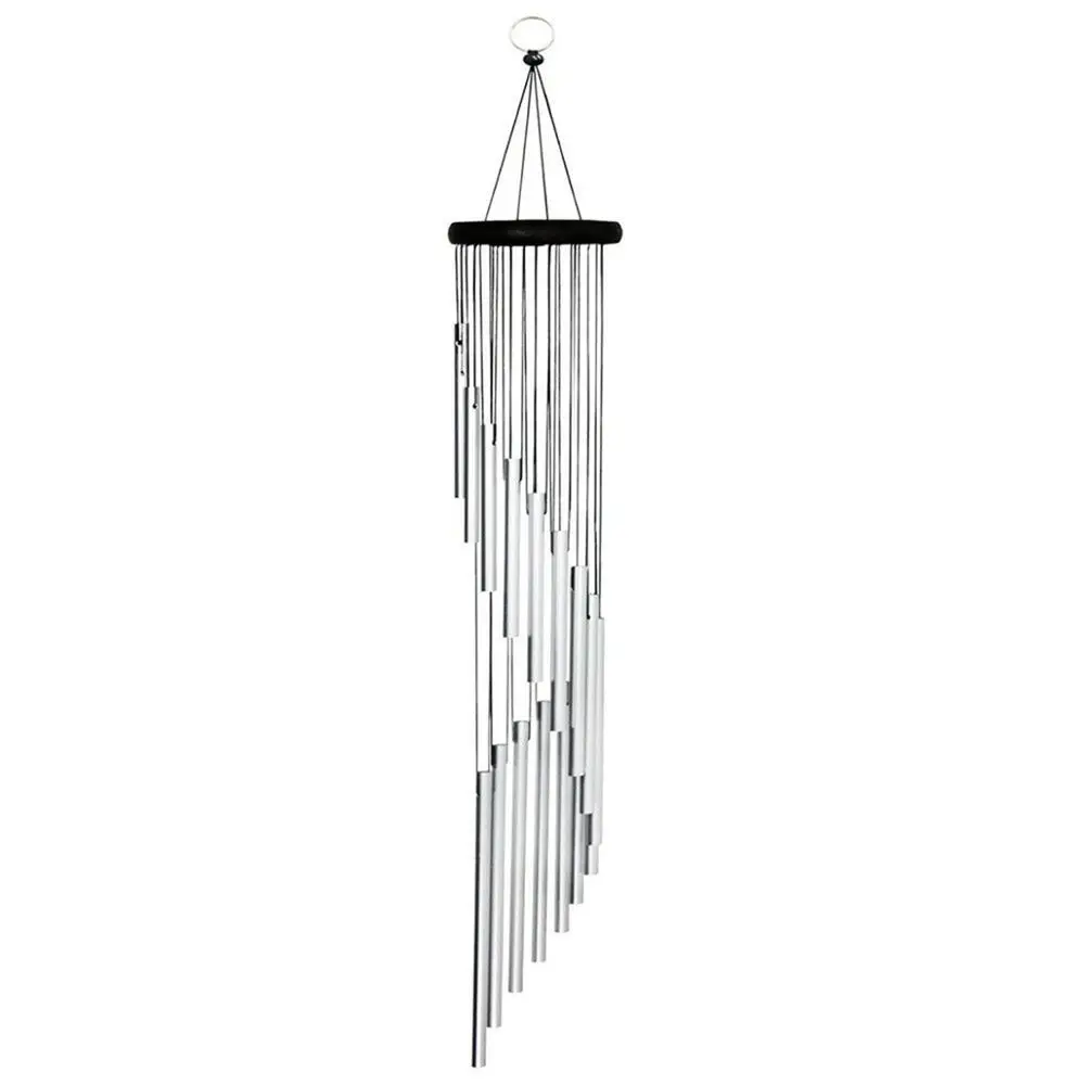 Серебристый 90 см Большой Глубокий расслабляющий 18 трубок колокольчики ветра металлические колокольчики ручной работы орнамент сад патио открытый подвесной Декор - Цвет: Серебристый