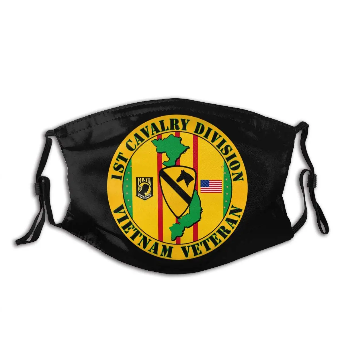 

1st Cavalry Division Vietnam Veteran Pm2.5 Face Bandanas Dust Scarf,M-Shaped Nose Clip,Equipped With Two Replaceable Activated
