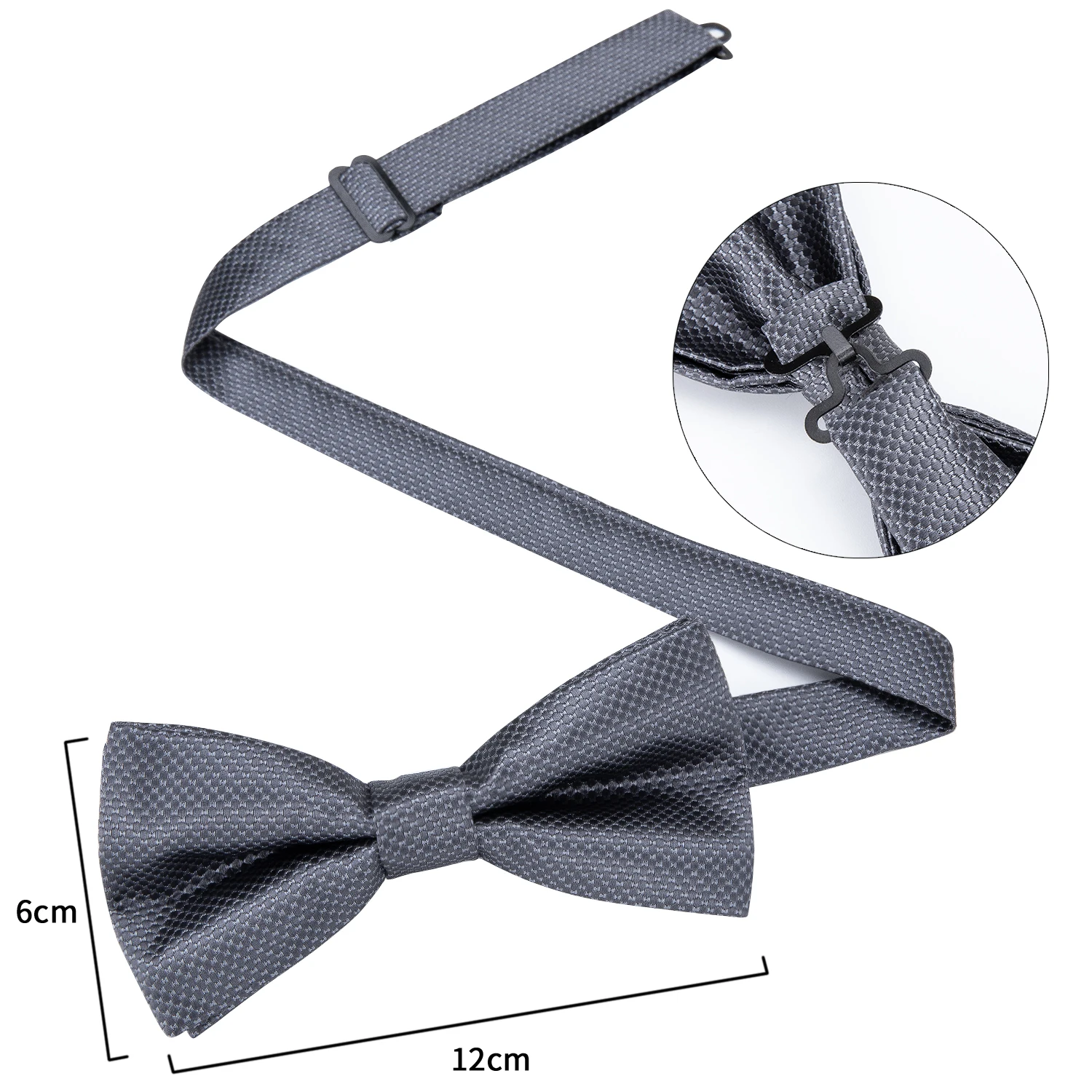 Серый Одноцветный шелковый галстук-бабочка для мужчин Свадебный платок запонки