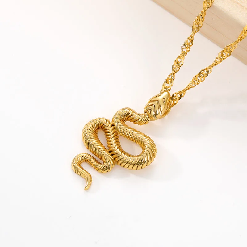 Snake Necklaces for Women New Animal Dangle Pendant Chain Necklace Minimalist Stainless Steel Trendy Female Jewelry Gift | Украшения и