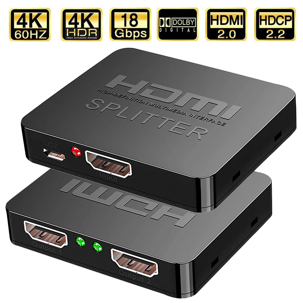 Entradas e 2 Hdmi2.0 para Ps4 Divisor Hdmi Melhor Adaptador 4k 1×2 1 Entradas 2.0 Interruptor Amplificador Hdr Apple tv Xbox Ps5 2022