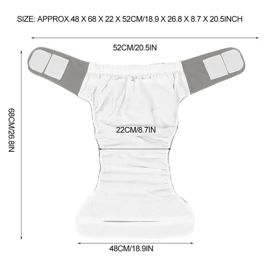 Многоразовые подгузники для взрослых водонепроницаемые моющиеся с карманами и