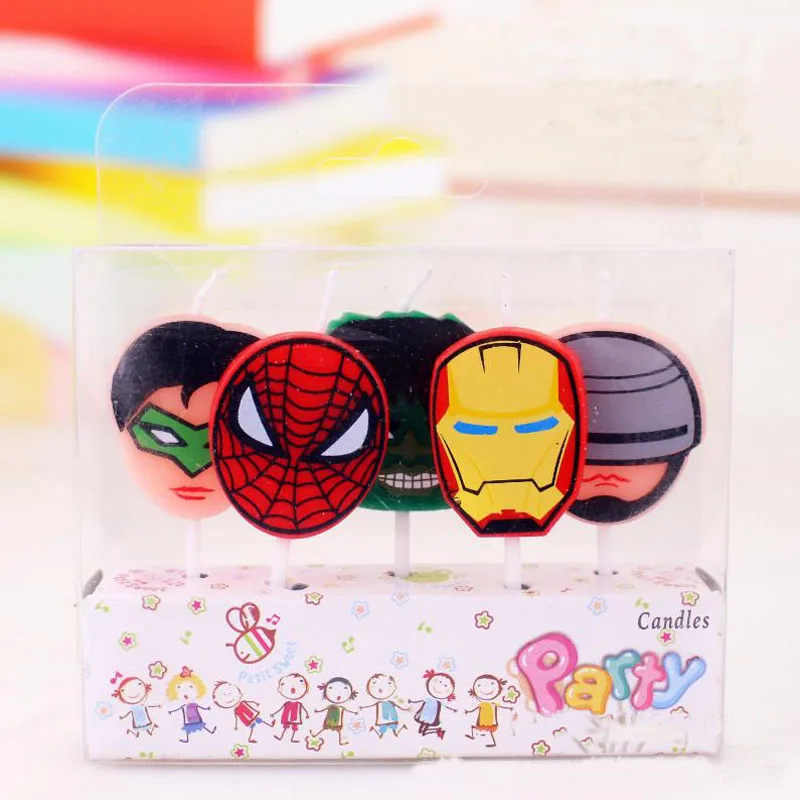 5 шт./упак. новые классные супер герой портрет головы свечи свечка в виде кекса