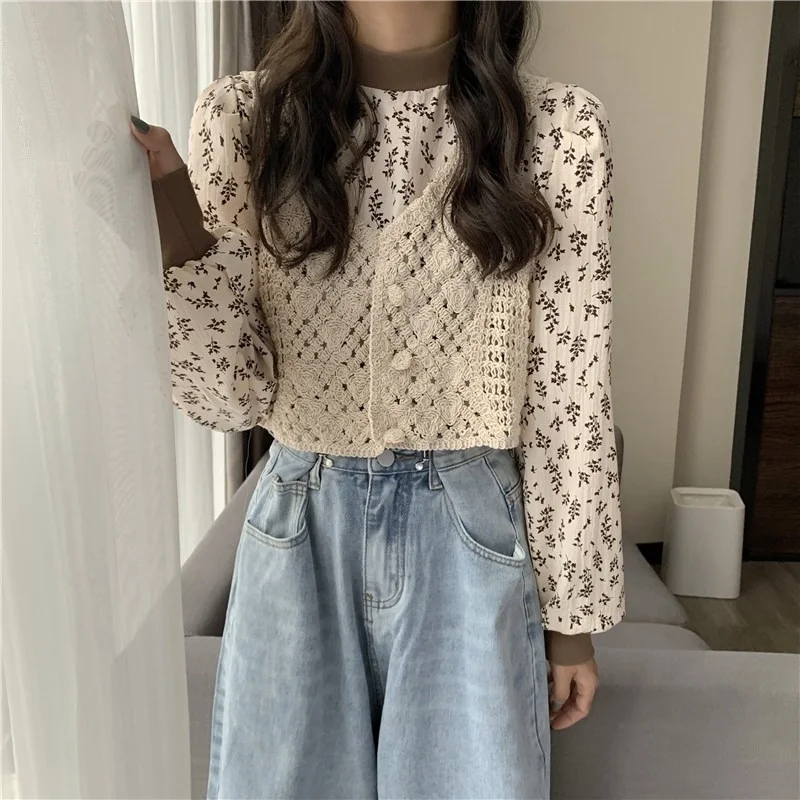 

Top Women's Autumn and Winter 2021 New Long Sleeve Floral Shirt Women's Design Wear Women's Shirt