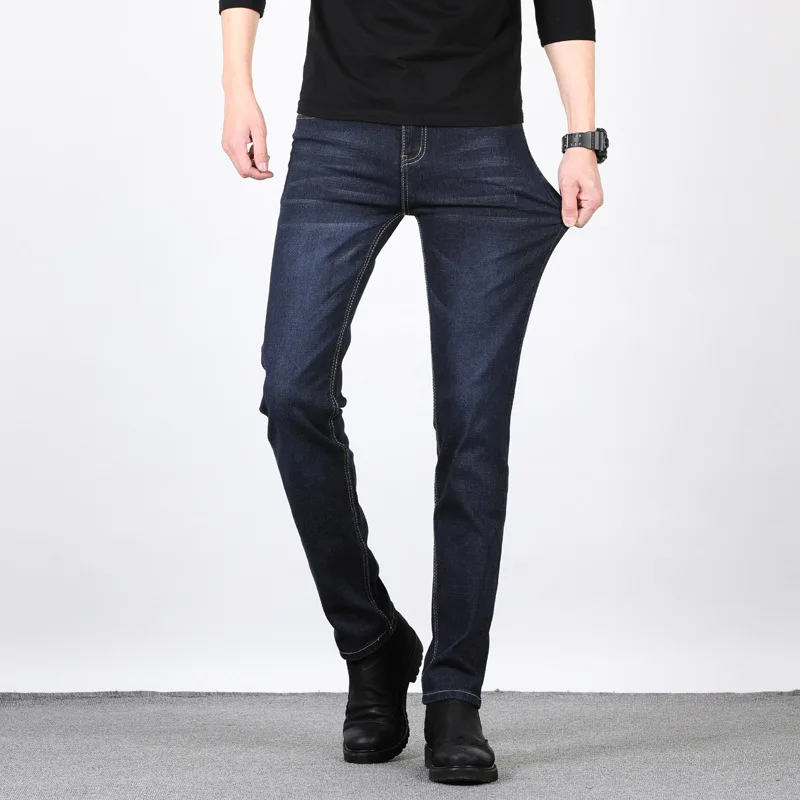 Мужские зимние Утепленные джинсы с флисовой подкладкой Стрейчевые теплые для