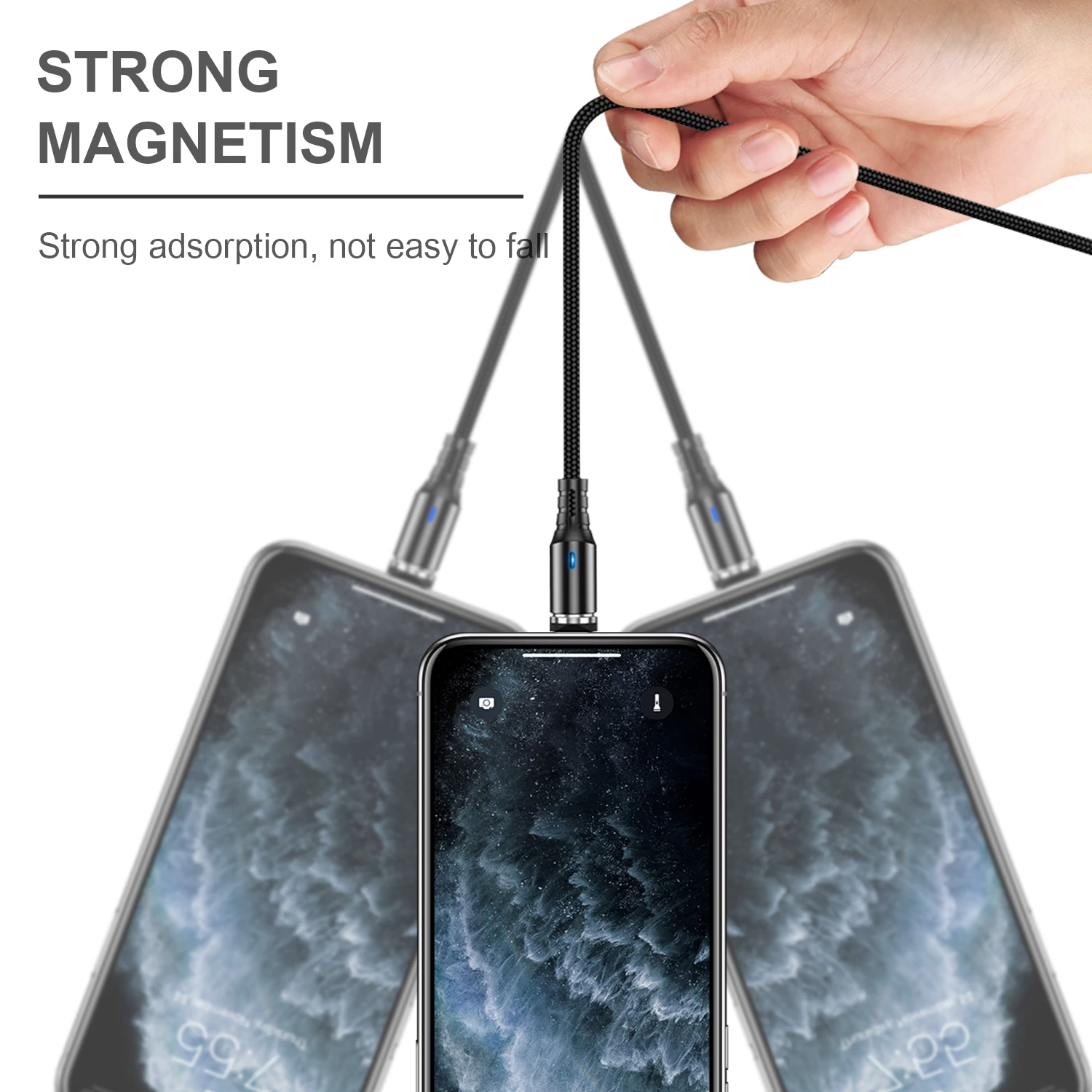 Магнитный кабель USB GTWIN с разъемом Micro/Type C/Lightning нейлоновый 2.4A|Кабели для мобильных