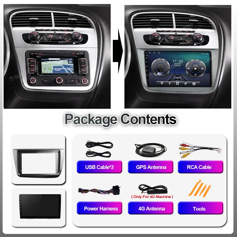 Автомагнитола 9 дюймов 4 + 64 ГБ Android 10 мультимедийный видеоплеер для Seat Altea 2004-2015