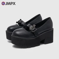 jmpx new 2022 fashion women pumps vintage lolita bat platform mary jane shoes thick sole gothic punk style college student shoes
