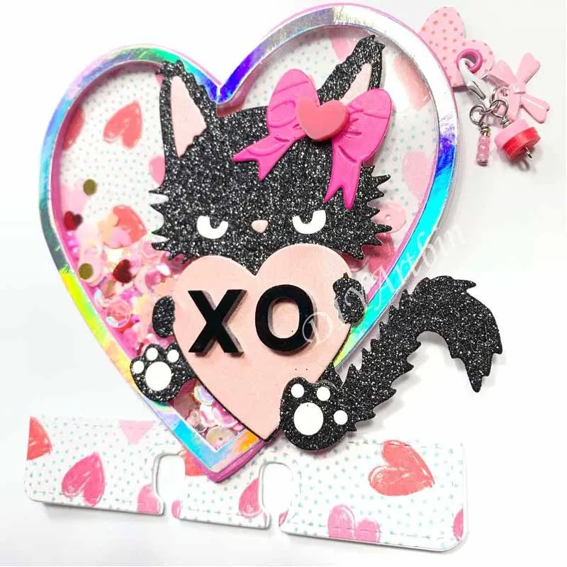 Металлические пресс формы в виде черной кошки с сердцем для скрапбукинга Новое