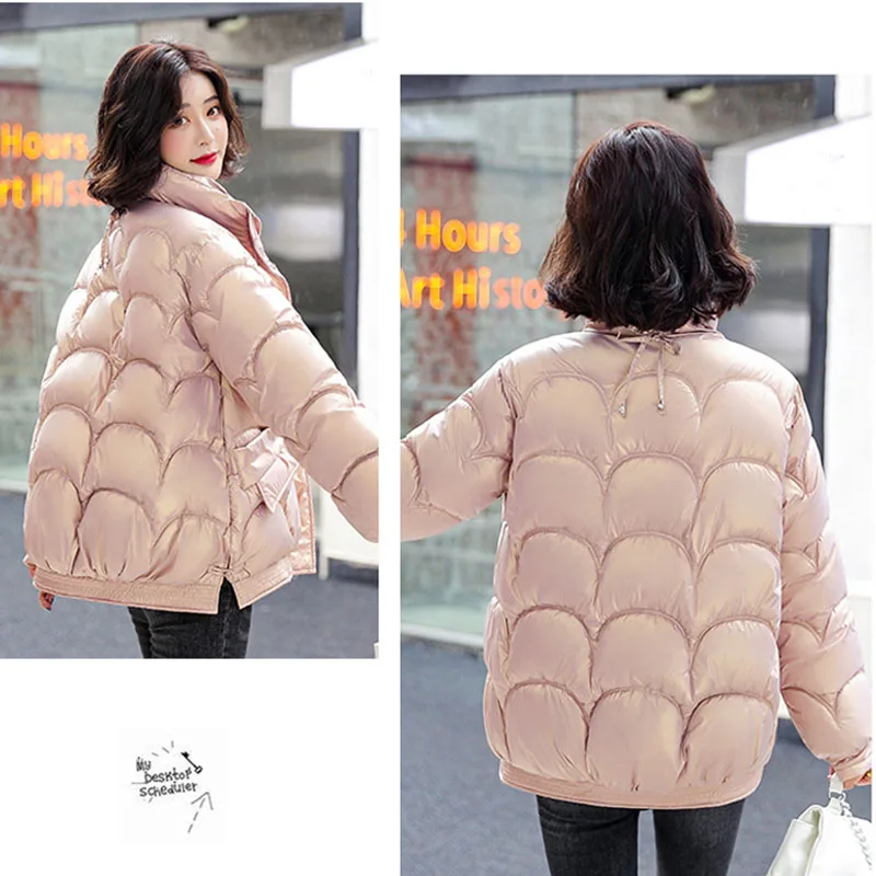 Women's Cotton-Padded Jacket 2022 New Winter Bright-Faced Cotton-Padded Jacket Students Korean Short Warm Cotton-Padded Coat