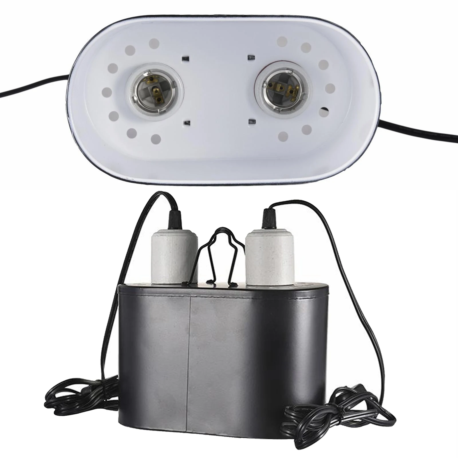 

Pet Reptile Lamp Fixture Dual Dome Heat Light Base E27 for Lizard Terrarium