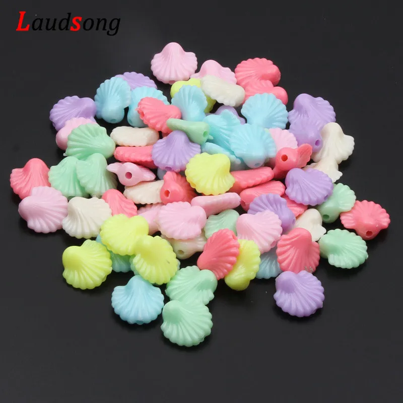 50pcs Candy Color Shell Beads Spacer Loose Acrylic 14mm For DIY Charm Pendant Jewelry Making Necklace | Украшения и аксессуары
