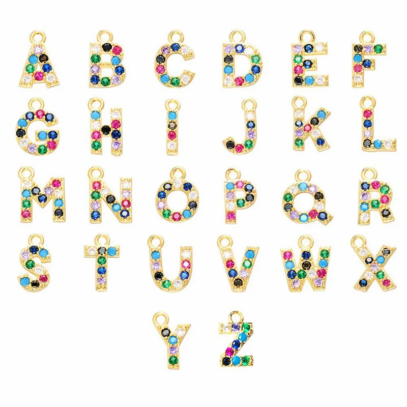 

3UMeter Initial Necklace Custom Colorful Zircon Letter Necklace Stainless Steel A-Z Alphabet Monogram Necklaces For Women Gift