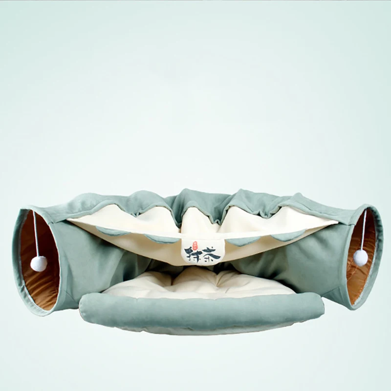 Aapet 1 шт. Двухслойное полиэфирное гнездо для кошек с игровой туннелем кровать