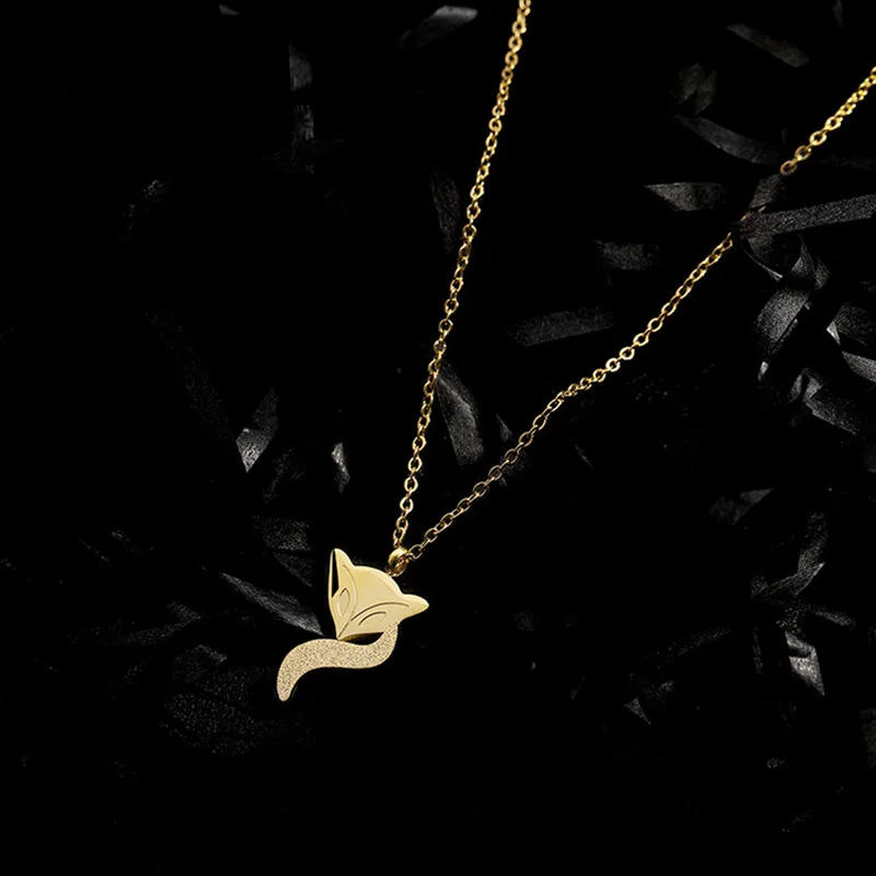 

Not Fade Titanium Steel Fox Pendant Necklace For Women Men Couple Jewelry Clavicle Chain Choker Neklace Fashion Gifts