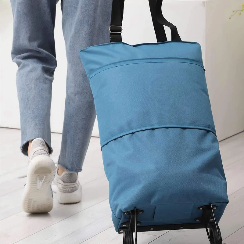 

Supermarket Grocery Shopping Cart Pull Bag Household Foldable Tug Bag