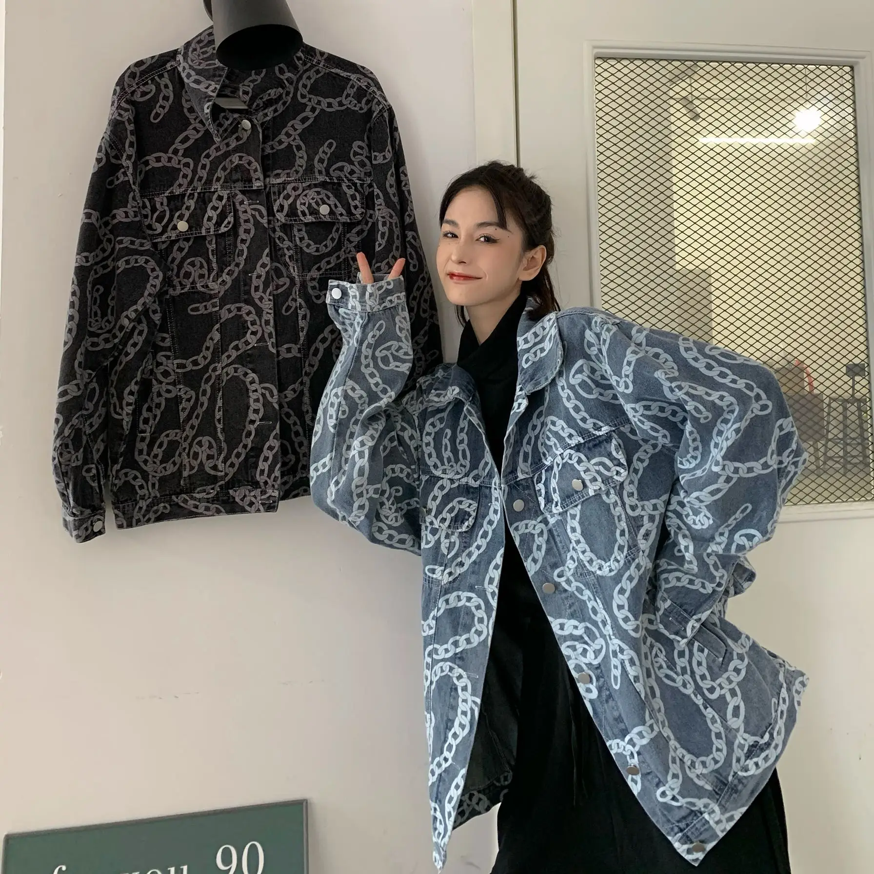 Цепочка с принтом джинсовые шорты для женщин 2021 новая весенняя одежда в