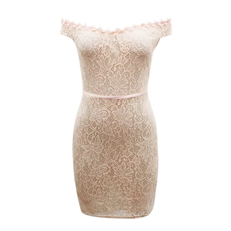 Sexy women dress solid color lace off-shoulder word collar long-sleeved Slim bag sexy deep v elegant hip New | Женская одежда
