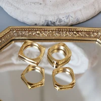 amaiyllis 18k gold minimalist geometric pentagram rings square retro female rings wild for women summer jewelry gift
