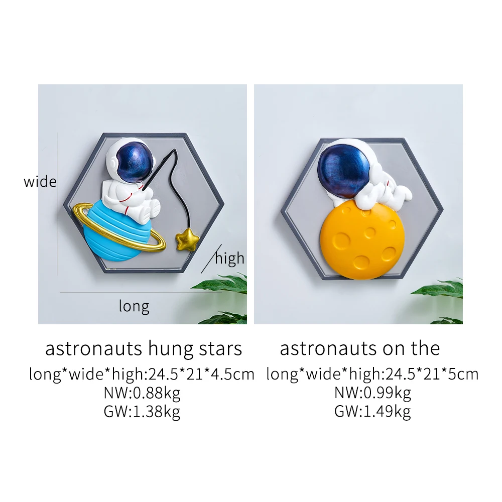 

Ins Cute Cartoon Astronaut Wall Hanging Wall Decoration Hexagon Resin Bedroom Living Room Office Home Decoration Wall Decor