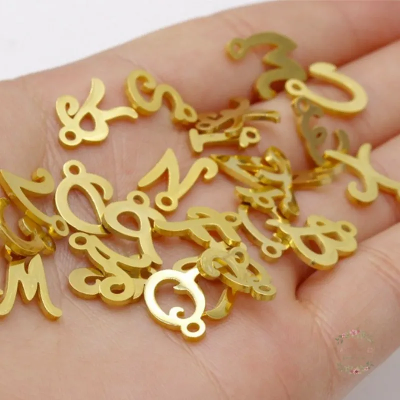 

10PCS/LOT Gold Stainless Steel A-Z Letter Alphabet Dangle Charm Jewelry Hand Stamped Metal Dangle
