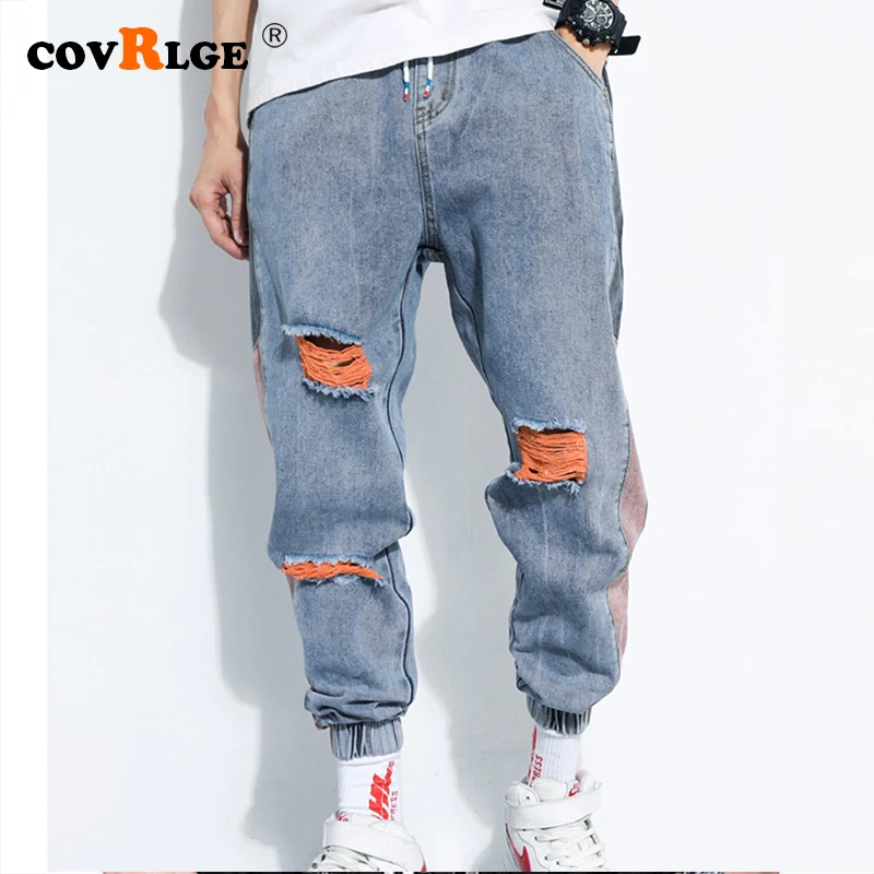 

Shattered Jeans Men's Fashion Washed Contrast Casual Jean Pants Men Streetwear Loose Hip Hop Trousers Pants Mens M-5XL MKN005