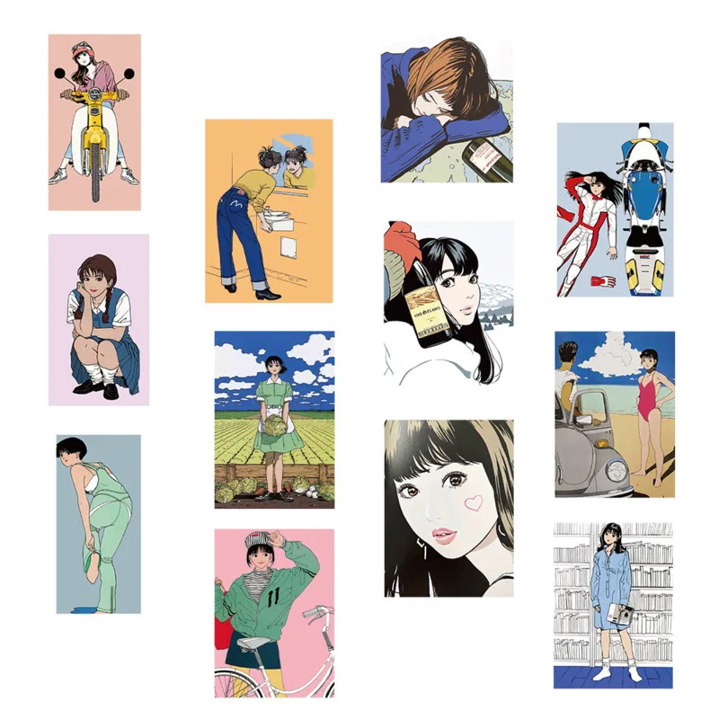 

Japanese Vitality Girl Cartoon Cute Stickers 50 Pcs Waterproof Nostalgic Graffiti Suitcase Tablet PC Diy Decorative Sticker