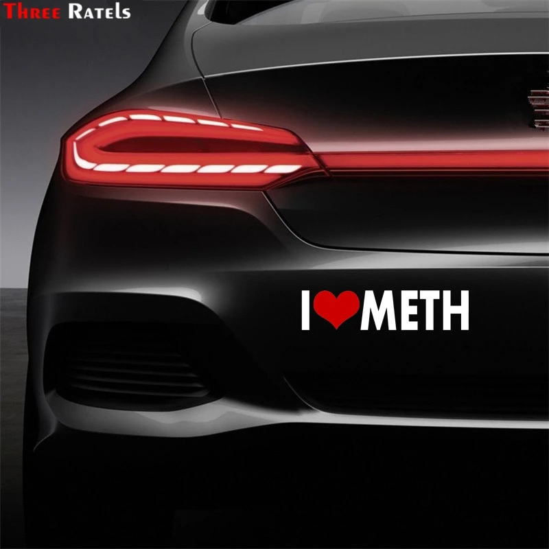 Виниловая наклейка Three Ratels FTZ-175 #30x7 2 см Meth I Love в виде сердца декоративная на бампер