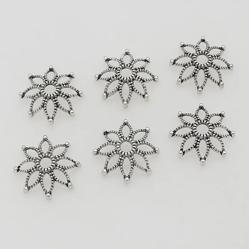 

50 шт./лот Богемские пустотелые антикварные серебряные шапочки для бусин 19 мм сплав цинка ручная работа кисточка Концевая крышка лотки DIY Юве...