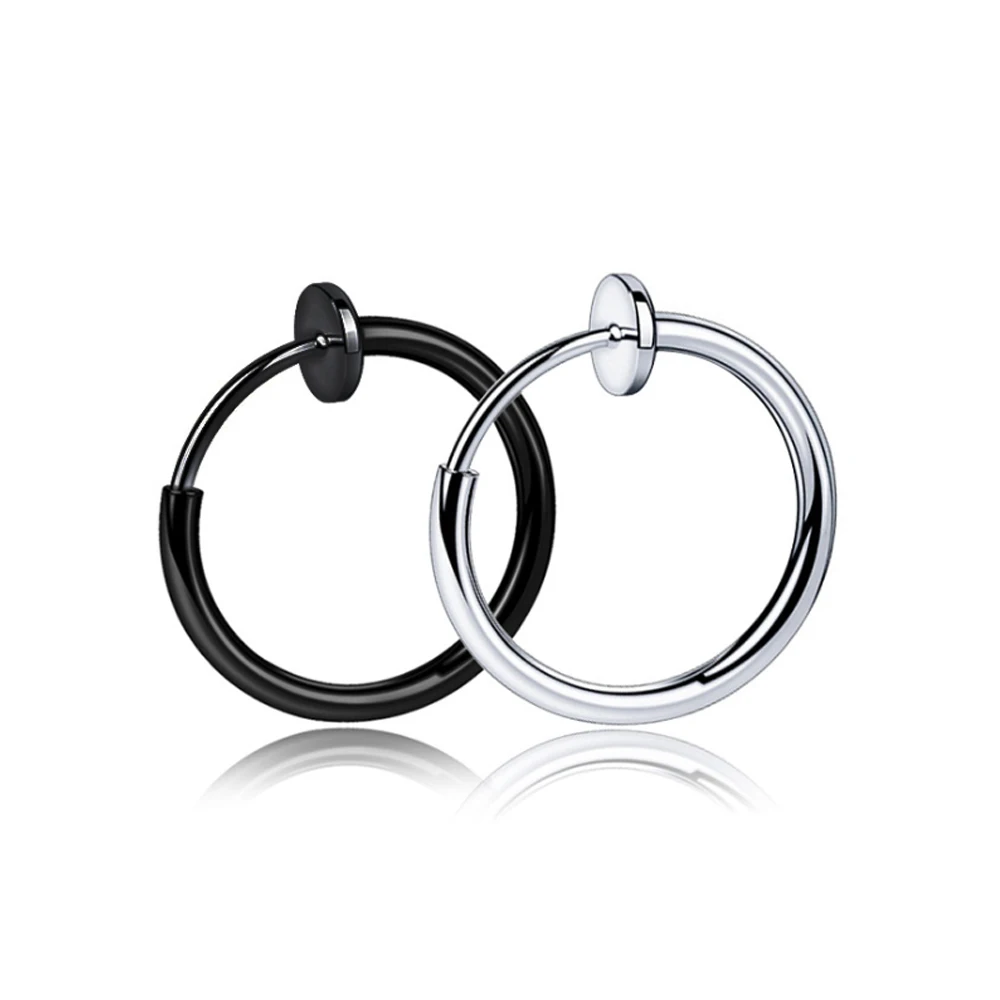1 шт. черные круглые серьги кольца из титановой стали для мужчин и женщин гвоздики