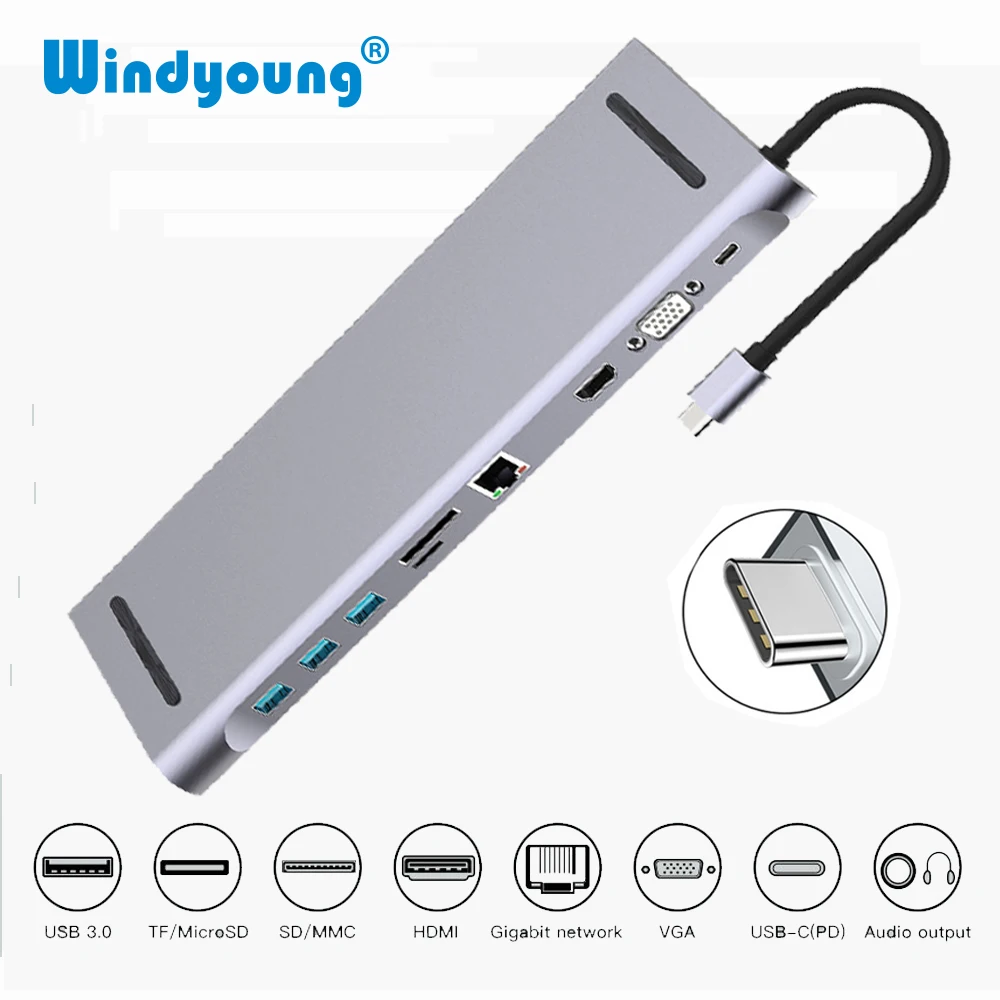

USB-концентратор 10 в 1 с кардридером для SD/TF-карт