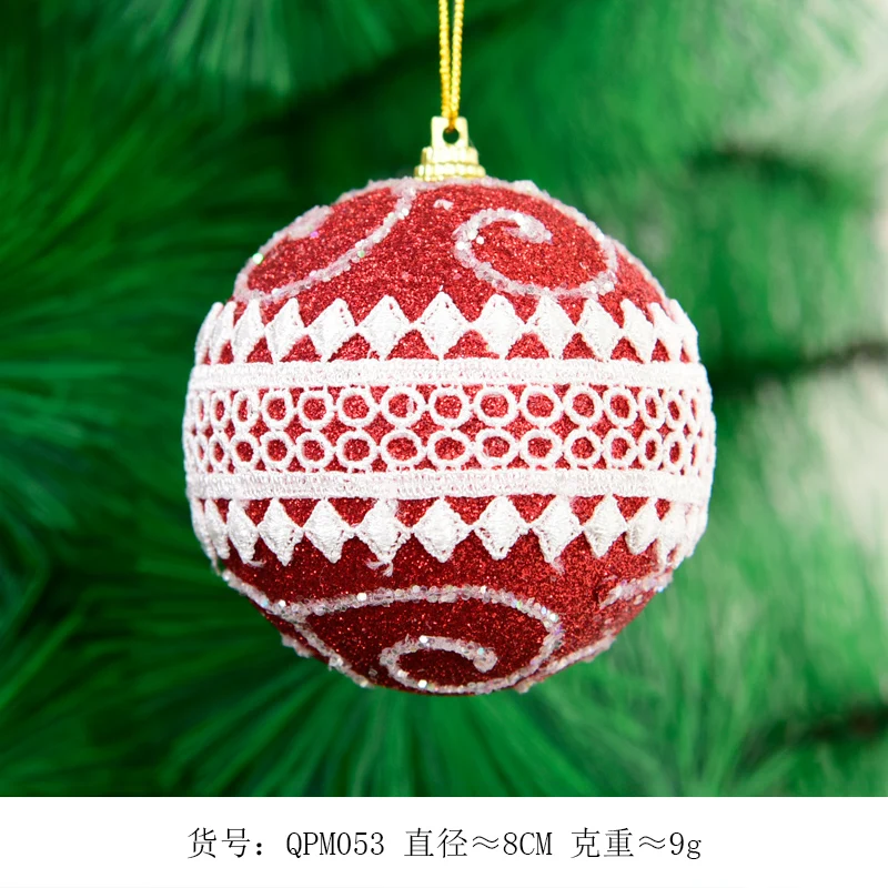 Шар украшение подвесной шар 8 см красный белый пенопластовый шар Рождественская елка украшение кулон окно подвесной шар - Цвет: 2