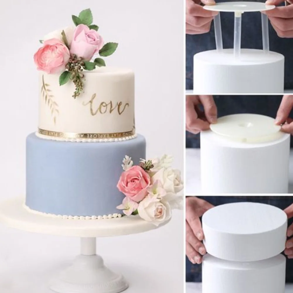 

Multi-Layer Cake Gasket Round Dessert Shelf Cake Support Frame with 3 Straw Cake Stands Piling Bracket Kitchen DIY Baking Tools