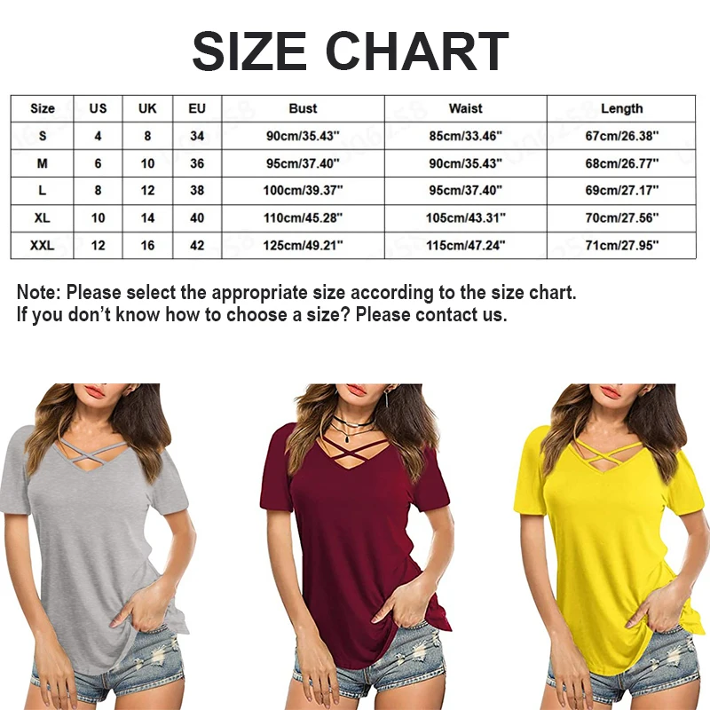 Женская футболка с V-образным вырезом однотонная белая Повседневная 11 цветов