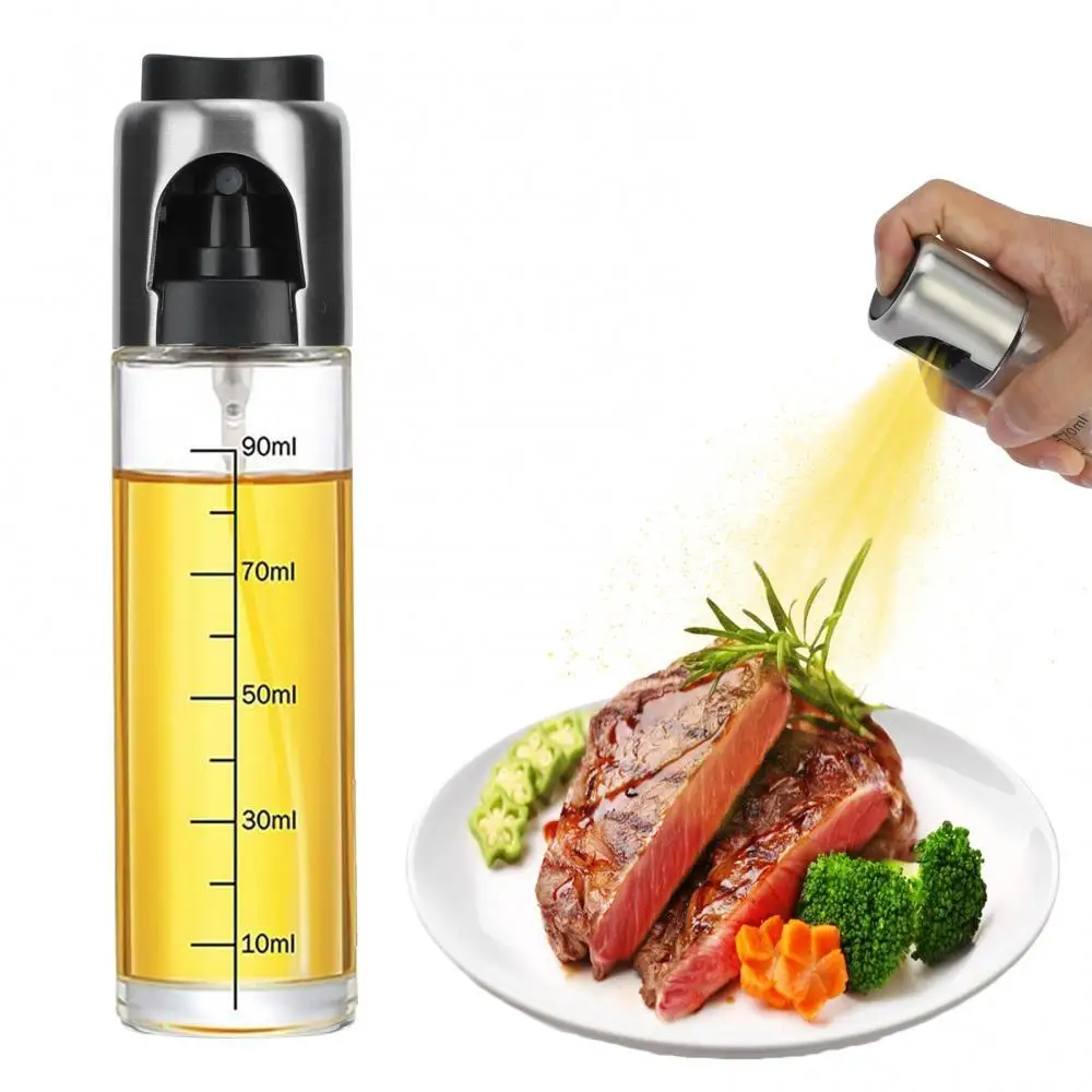 

90ml Oil Sprayer Olive Oil Spray Bottle Food Grade Stainless Steel Kitchen Vinegar Dispenser with Cleaning Brush for Cooking