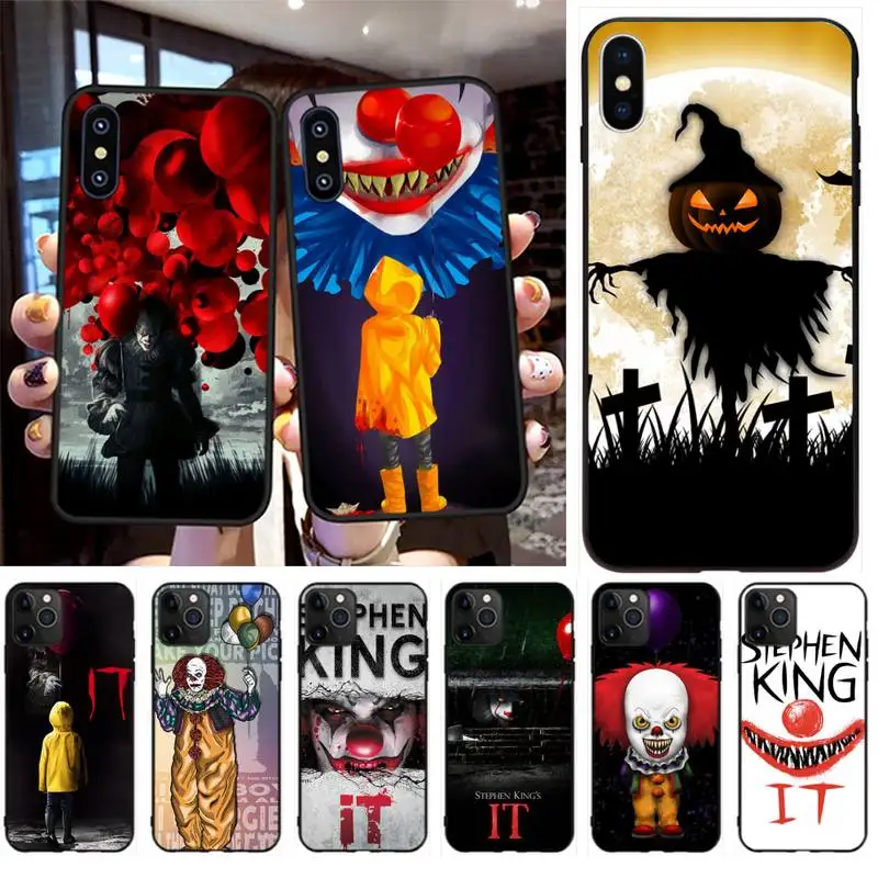 

PENGHUWAN Stephen king's it Pennywise Clown Horror TPU Phone Cover for iPhone 11 pro XS MAX 8 7 6 6S Plus X 5S SE XR case