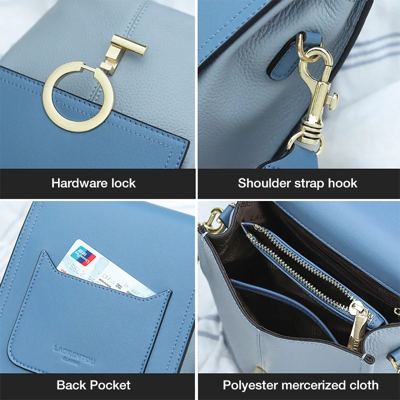 LAORENTOU/Сумка ведро из натуральной кожи с разноцветным плечевым ремнем для женщин