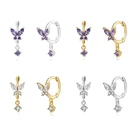 Серебряная Пряжка для ушей из стерлингового серебра 925 пробы, изысканная Женская Модная бижутерия в виде бабочки со стразами, подарок на день рождения