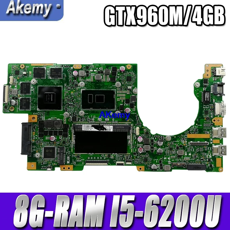 

Новинка! Материнская плата Akemy для ноутбука с GTX960M/GTX950M GPU 8G-RAM I5-6200U для Asus K501UW K501UWK K501UQ K501UXM, материнская плата DDR4