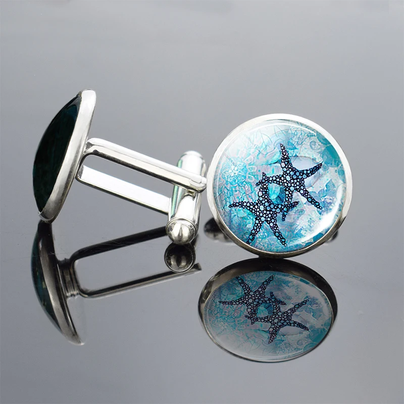 Запонки Blue Ocean искусство ювелирные изделия мужские свадебные классические