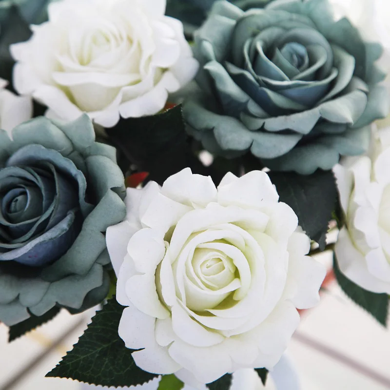 9 см шелковые Чайные розы букет невесты на Рождество свадьбу Новогоднее