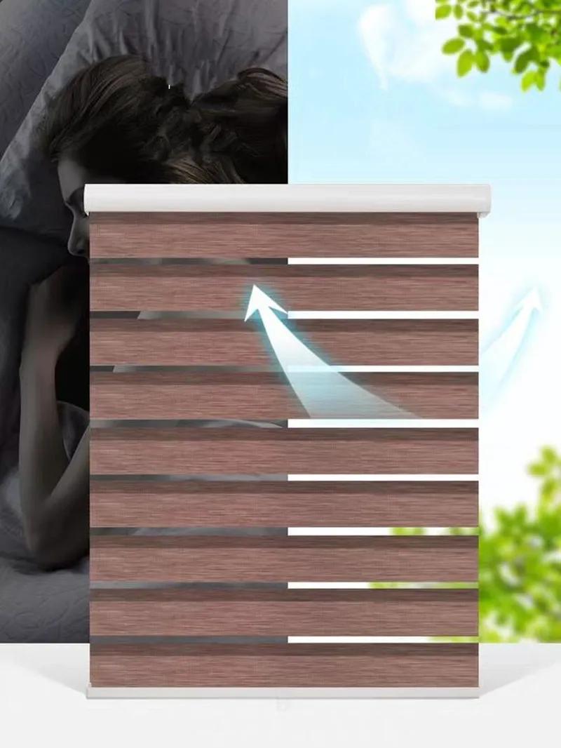 Шторы с пружинной системой беспроводные свободная остановка Зебра