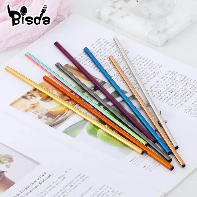 100 шт. соломинки из нержавеющей стали оптом многоразовые золотистого металла