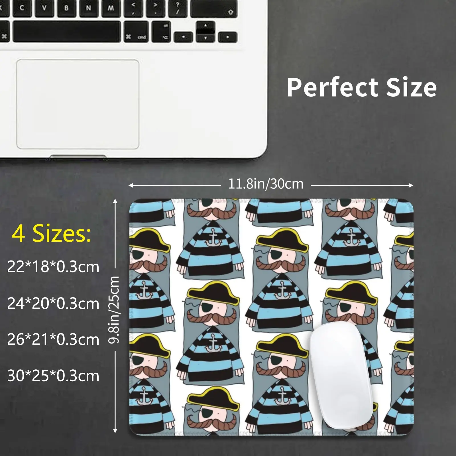 

Коврик для мыши с пиратским принтом, подушка «сделай сам», пиратский матрос монокл, полосатый верх, в бретонскую полоску